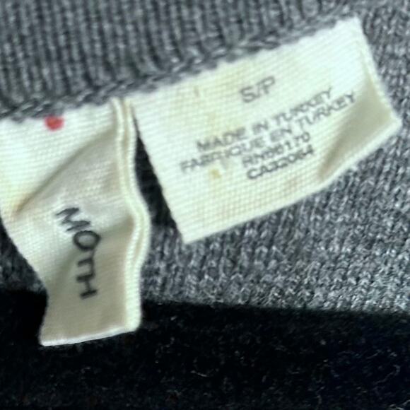 Anthropologie Moth sweater small gray metallic fairy holiday royal cotton - Picture 9 of 10